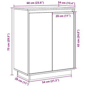 Schwarzes Kiefer Sideboard 60 cm