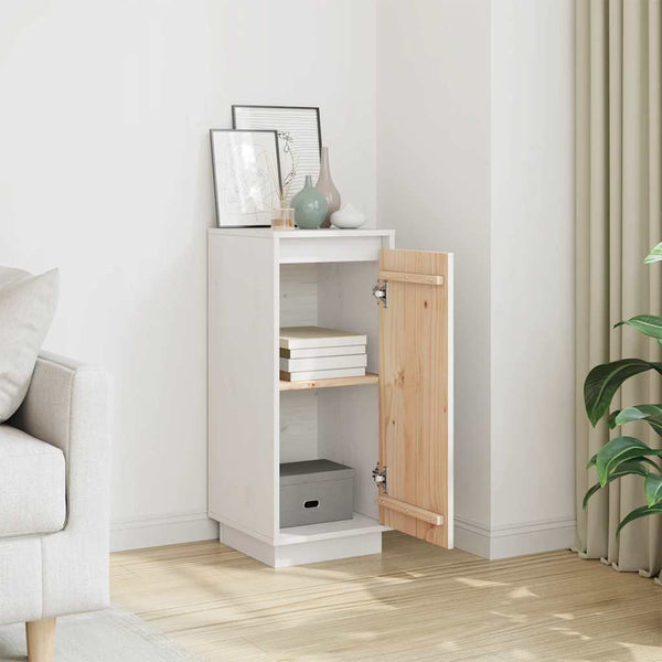 Weißes Kiefer Massivholz Sideboard 31,5x75 cm