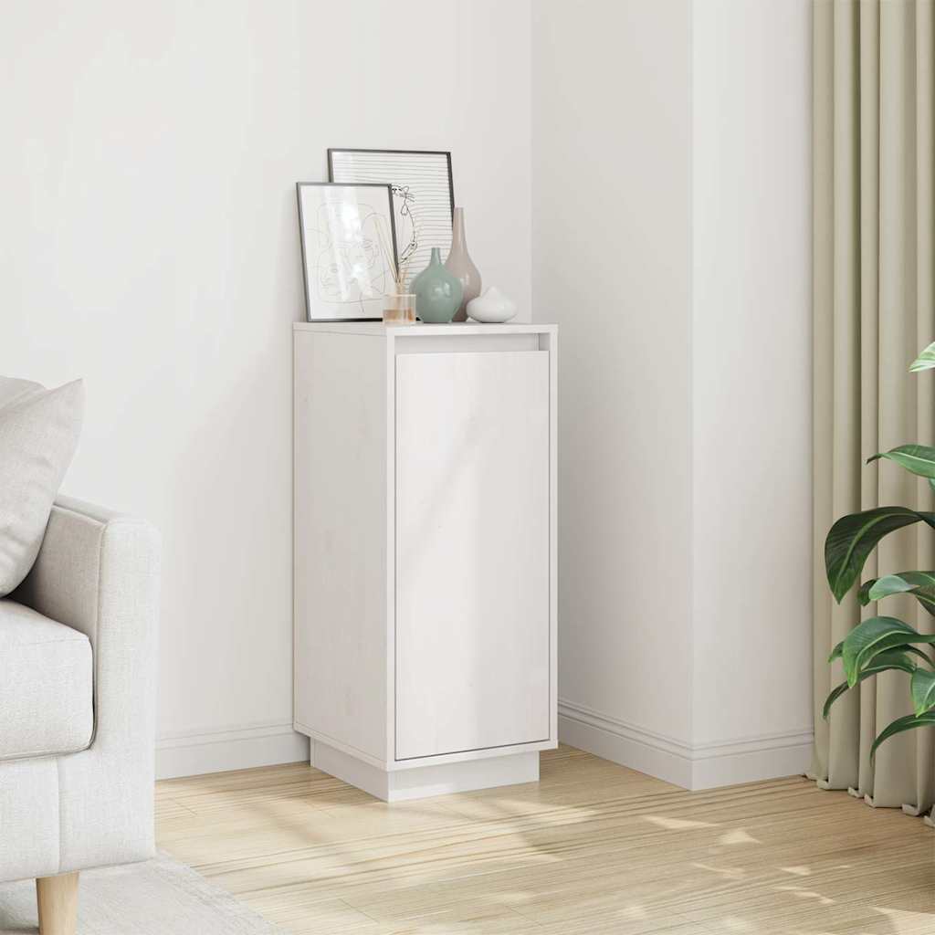 Weißes Kiefer Massivholz Sideboard 31,5x75 cm