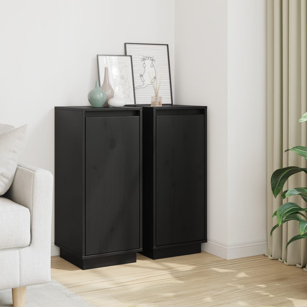 Schwarze Kiefer Sideboards, 2er-Set