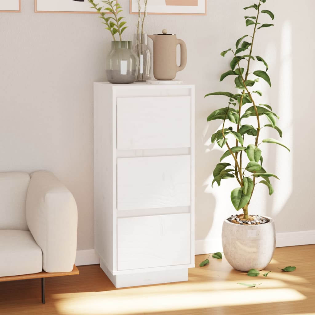 Weißes Kiefer Massivholz Sideboard 32x34x75 cm