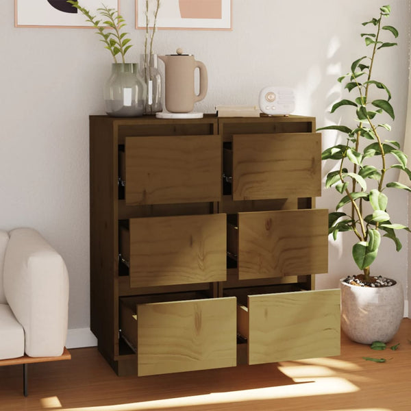 Honigbraune Kiefer Sideboards, 2er-Set