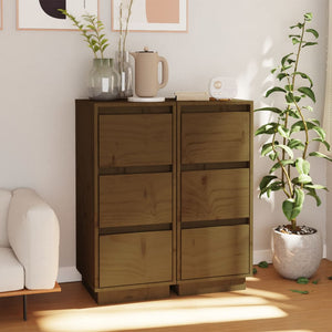 Honigbraune Kiefer Sideboards, 2er-Set