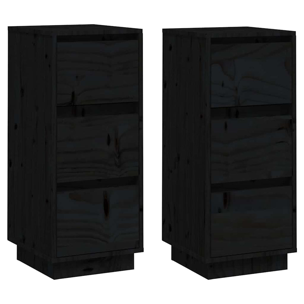 Schwarze Kiefer Sideboards, 2er-Set
