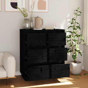 Schwarze Kiefer Sideboards, 2er-Set