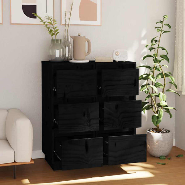 Schwarze Kiefer Sideboards, 2er-Set