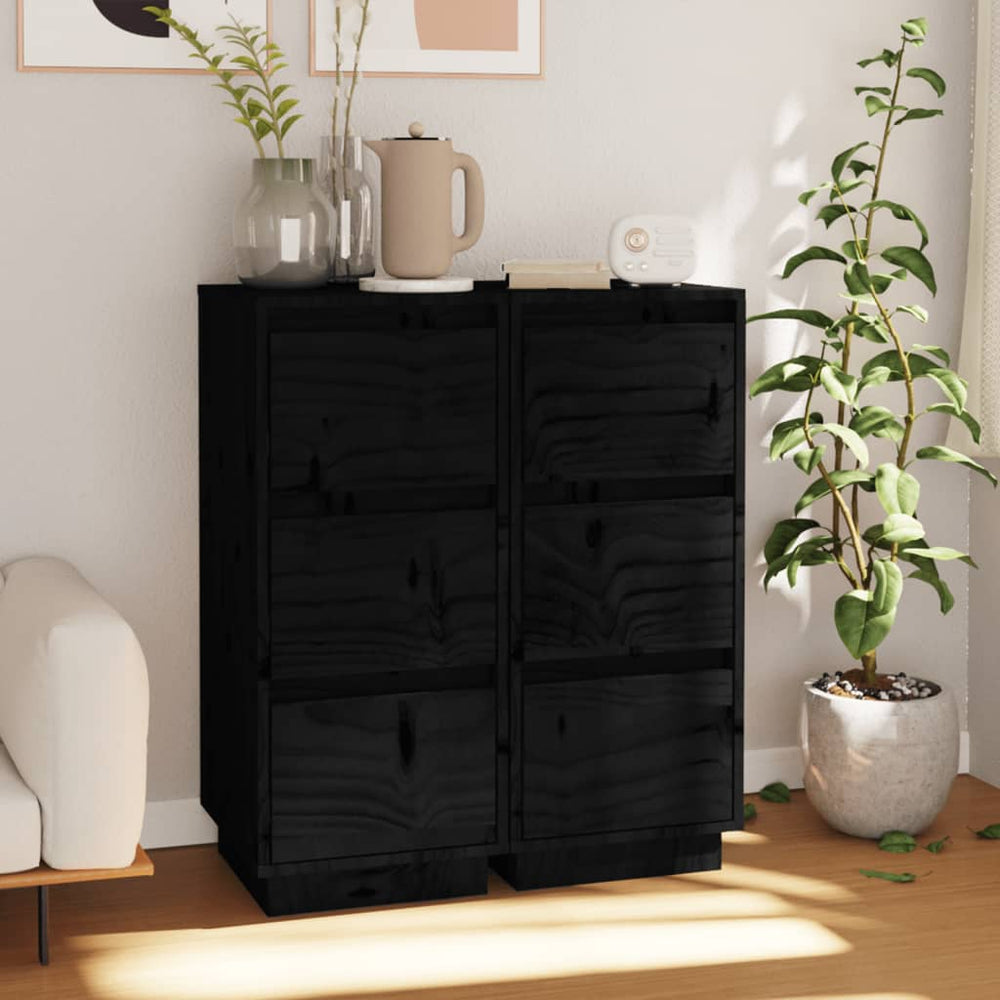 Schwarze Kiefer Sideboards, 2er-Set