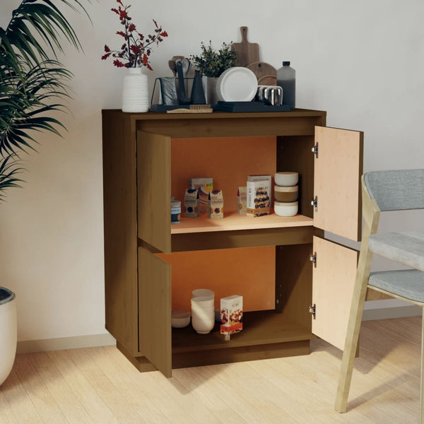 Honigbraunes Kiefer Massivholz Sideboard 60cm