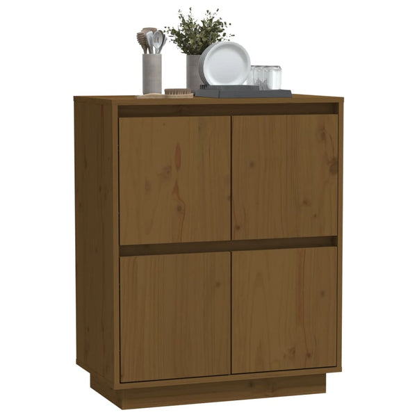 Honigbraunes Kiefer Massivholz Sideboard 60cm