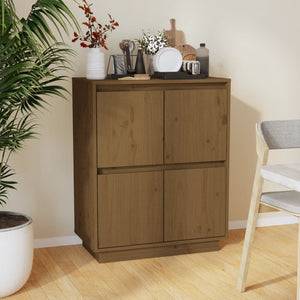 Honigbraunes Kiefer Massivholz Sideboard 60cm