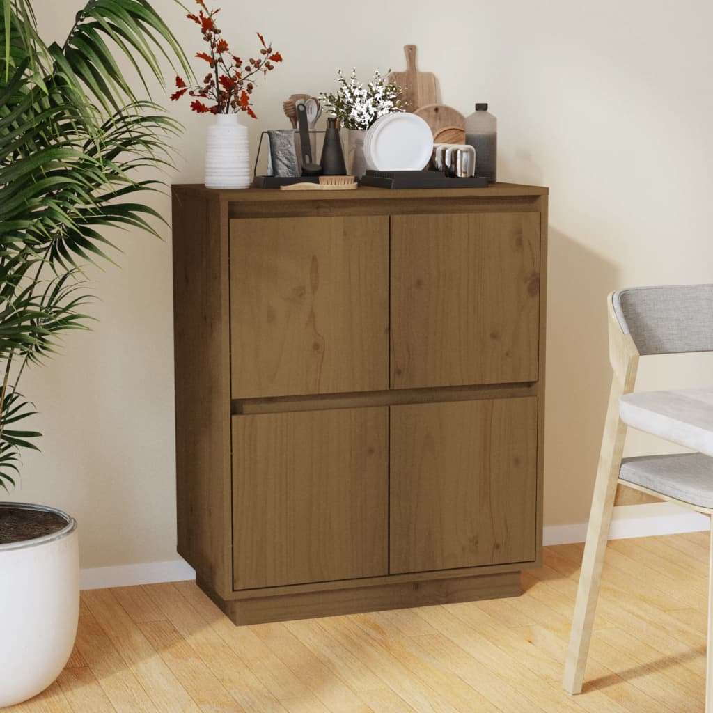Honigbraunes Kiefer Massivholz Sideboard 60cm