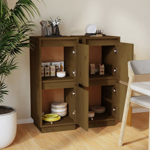 Honigbraune Kiefer Sideboards (2er-Set)