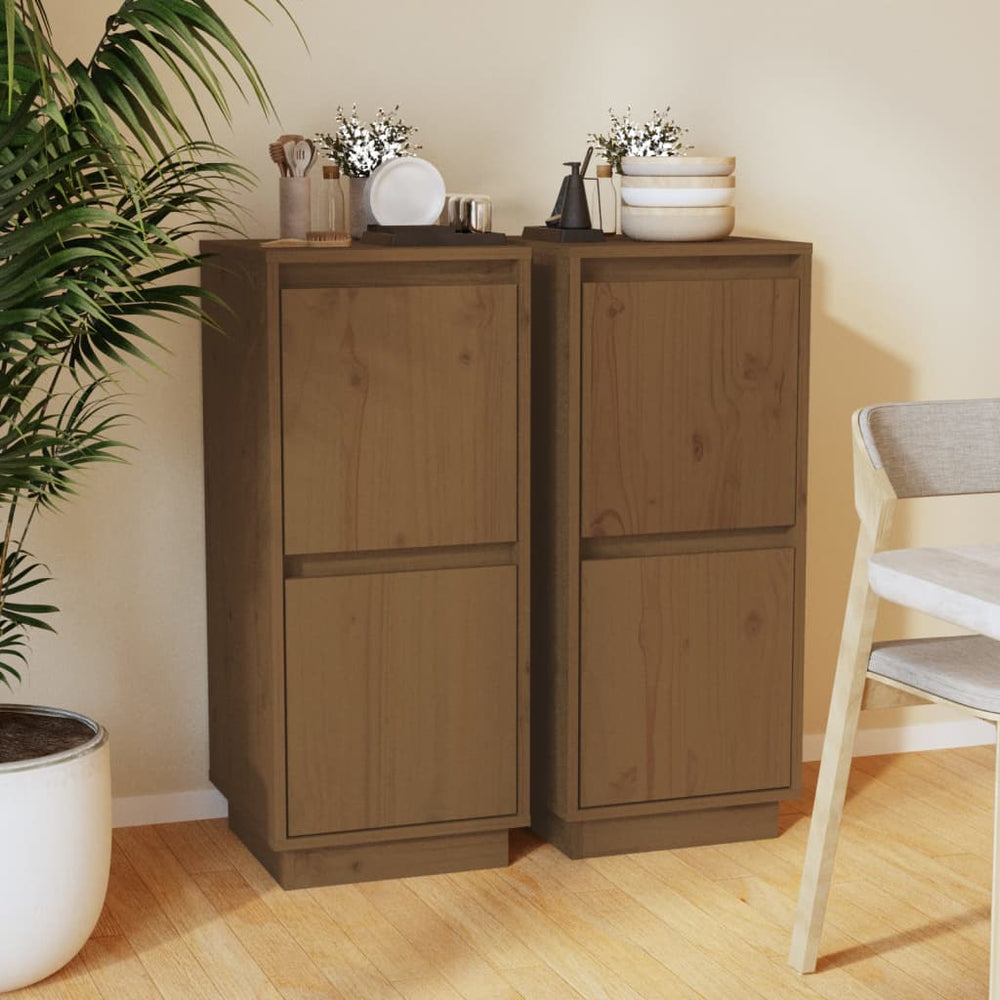 Honigbraune Kiefer Sideboards (2er-Set)