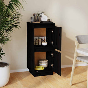 Schwarzes Sideboard Kiefer Massivholz 75cm