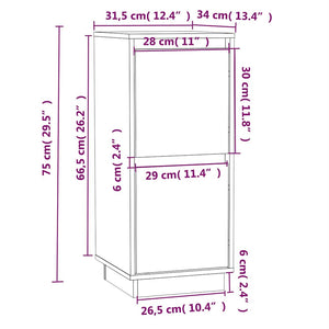 Schwarzes Sideboard Kiefer Massivholz 75cm