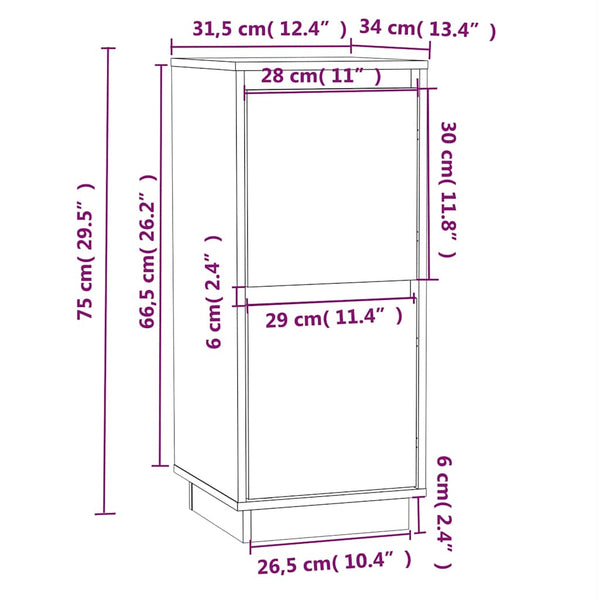 Schwarzes Sideboard Kiefer Massivholz 75cm