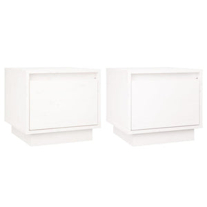vidaXL Tables de chevet 2 pcs Blanc 35x34x32 cm Bois de pin massif