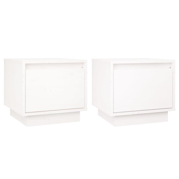 vidaXL Tables de chevet 2 pcs Blanc 35x34x32 cm Bois de pin massif