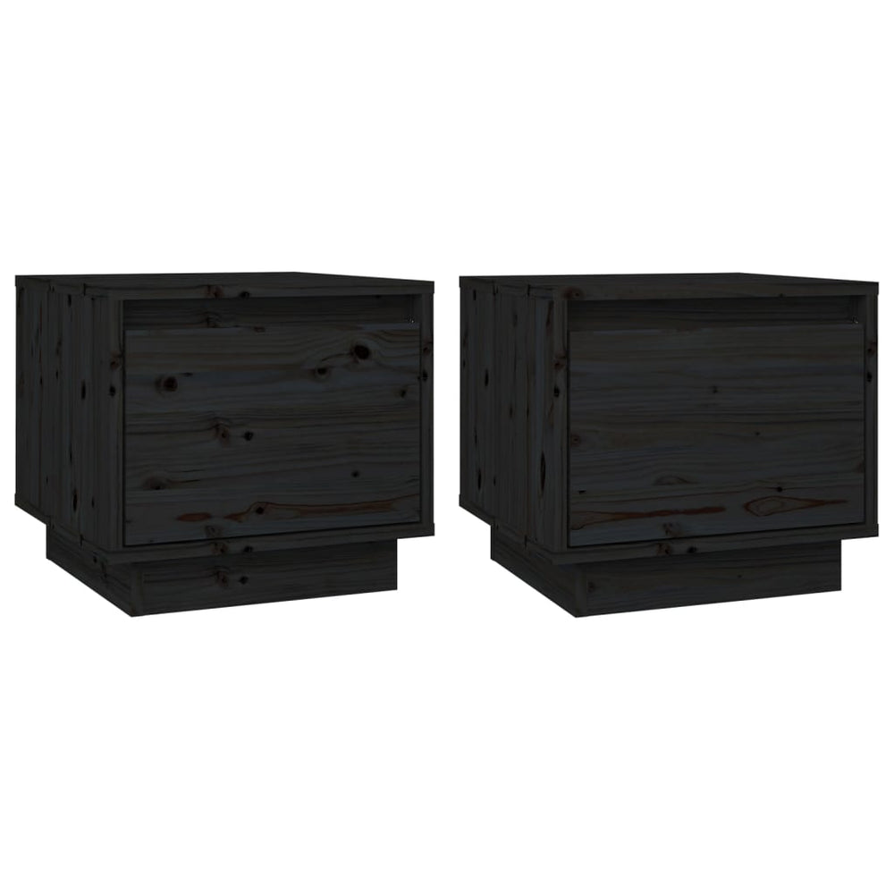 vidaXL Bedside Cabinets 2 pcs Black 35x34x32 cm Solid Pine Wood