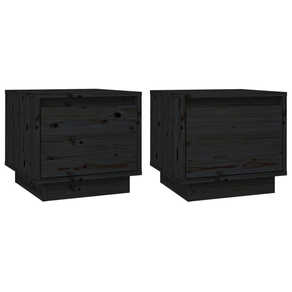 Nachttische 2er Set Kiefer Schwarz 35x34x32cm