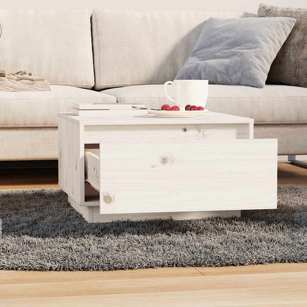Weißer Couchtisch Kiefer Massivholz 55x56 cm