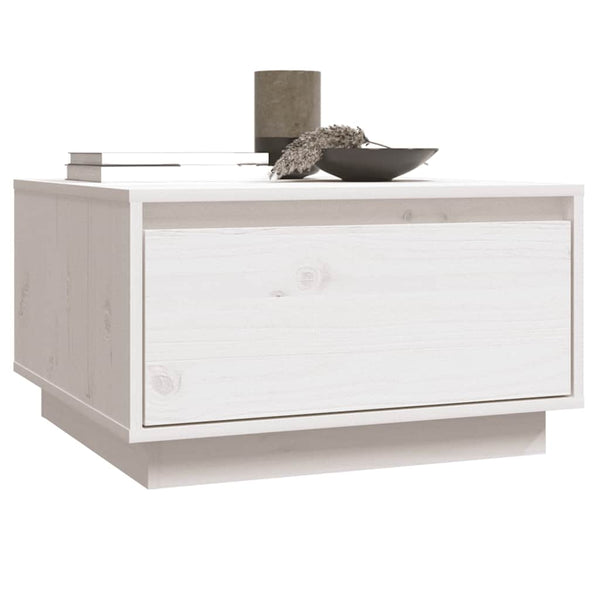Weißer Couchtisch Kiefer Massivholz 55x56 cm