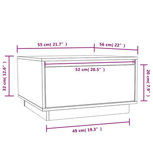 Weißer Couchtisch Kiefer Massivholz 55x56 cm