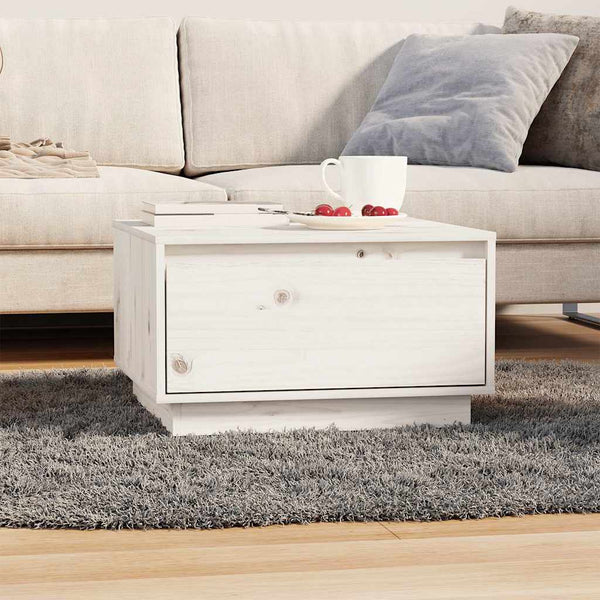 Weißer Couchtisch Kiefer Massivholz 55x56 cm