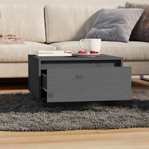 Grauer Couchtisch Kiefer Massivholz 55x56 cm
