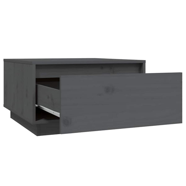 Grauer Couchtisch Kiefer Massivholz 55x56 cm