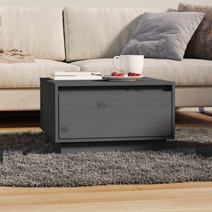 Grauer Couchtisch Kiefer Massivholz 55x56 cm