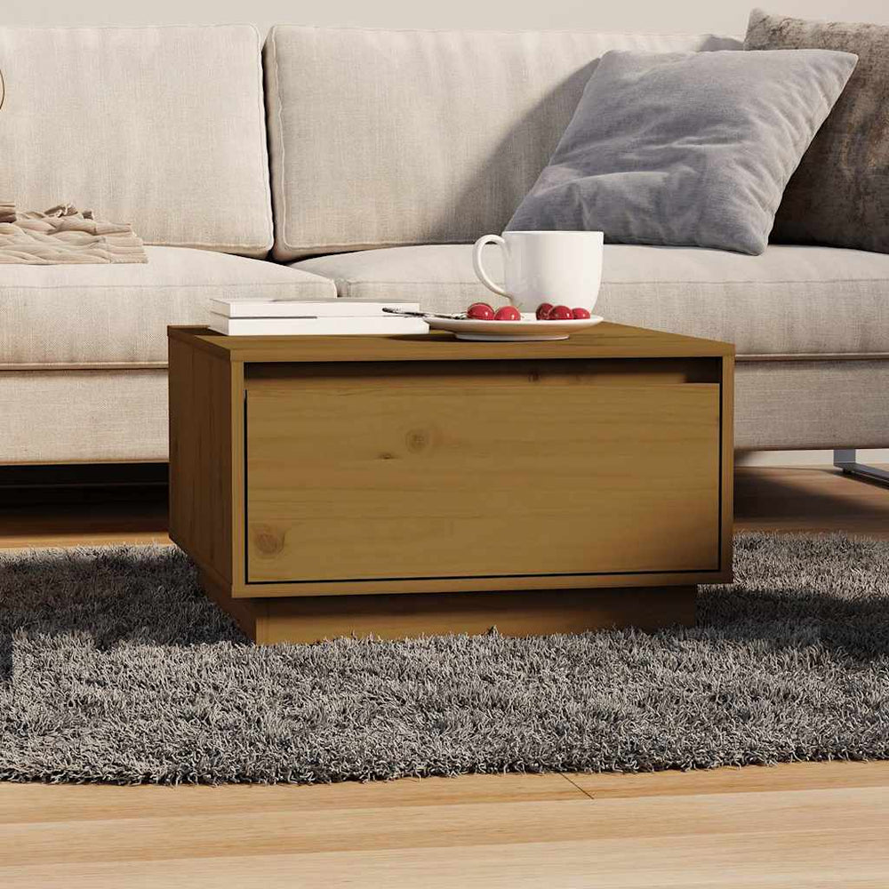 vidaXL Table basse marron miel 55x56x32 cm pin massif