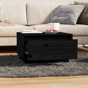 Schwarzer Couchtisch Kiefer Massivholz 55x56 cm