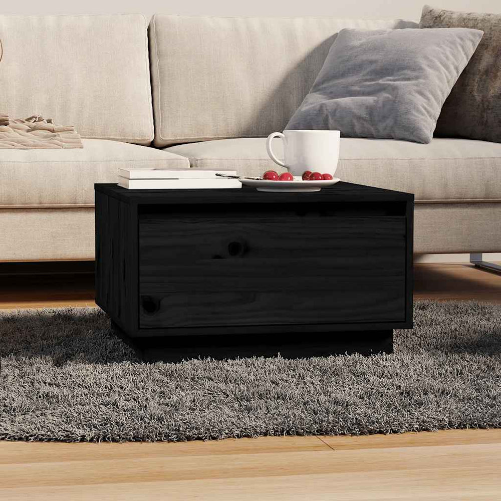 vidaXL Table basse noire 55x56x32 cm Bois de pin massif