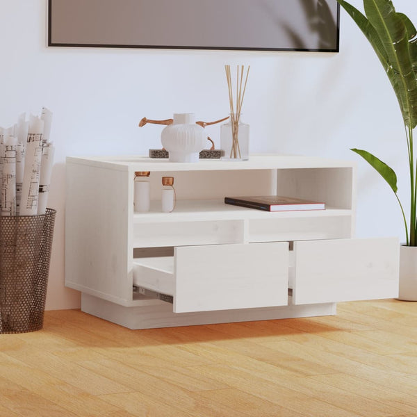 vidaXL Meuble TV blanc 60x35x37 cm Bois de pin massif