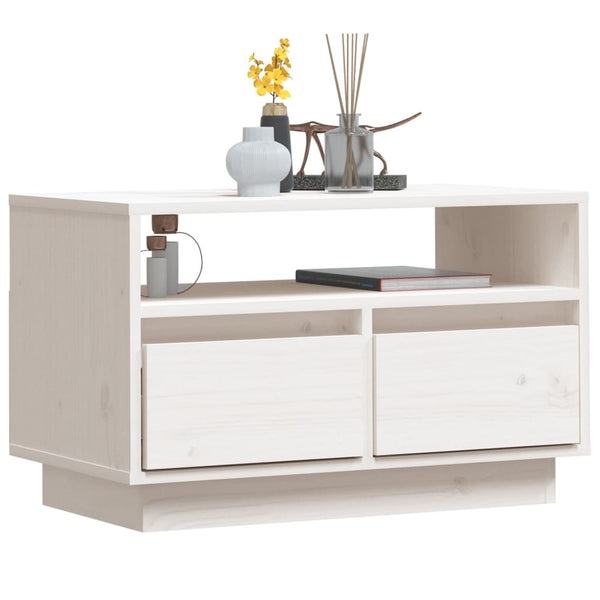 vidaXL Meuble TV blanc 60x35x37 cm Bois de pin massif