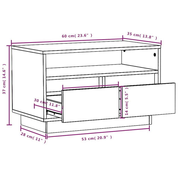 TV-Schrank Honigbraun Kiefer Massivholz 60cm