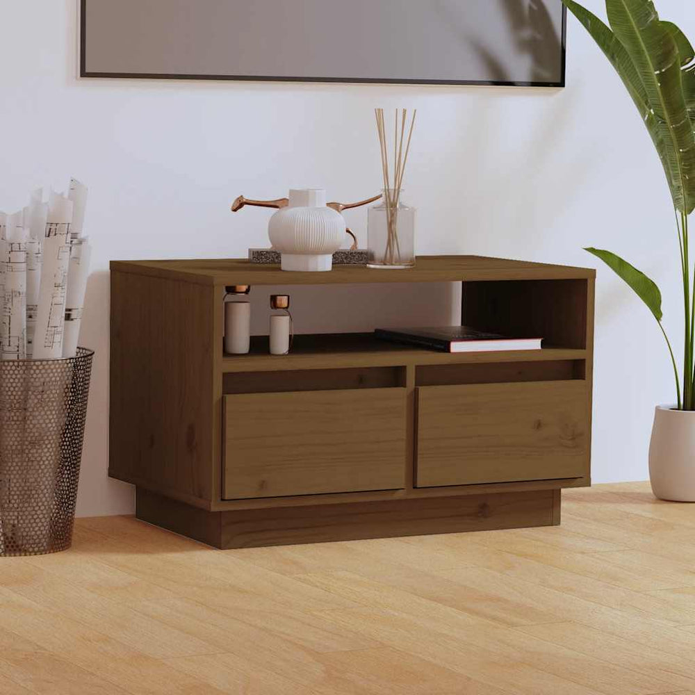 vidaXL Meuble TV marron miel 60x35x37 cm en pin massif