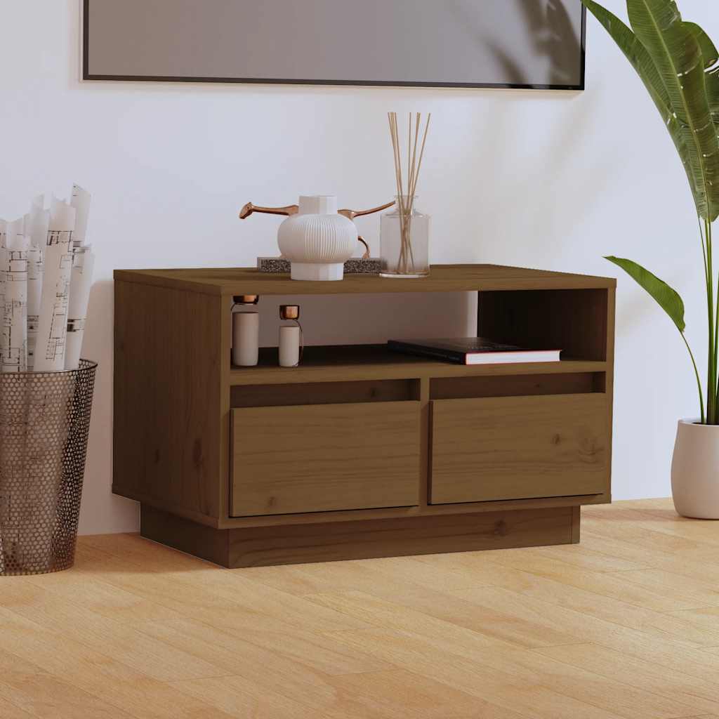TV-Schrank Honigbraun Kiefer Massivholz 60cm