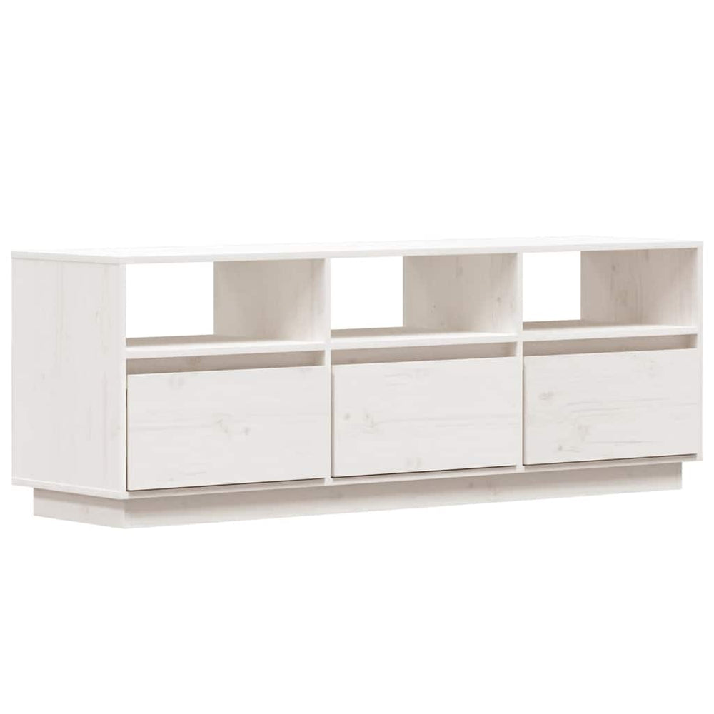 vidaXL TV Cabinet White 140x37x50 cm Solid Pine Wood