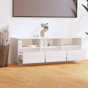 Weißer TV-Schrank 140 cm Kiefer Massivholz