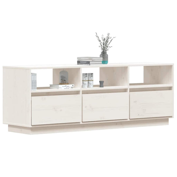 Weißer TV-Schrank 140 cm Kiefer Massivholz