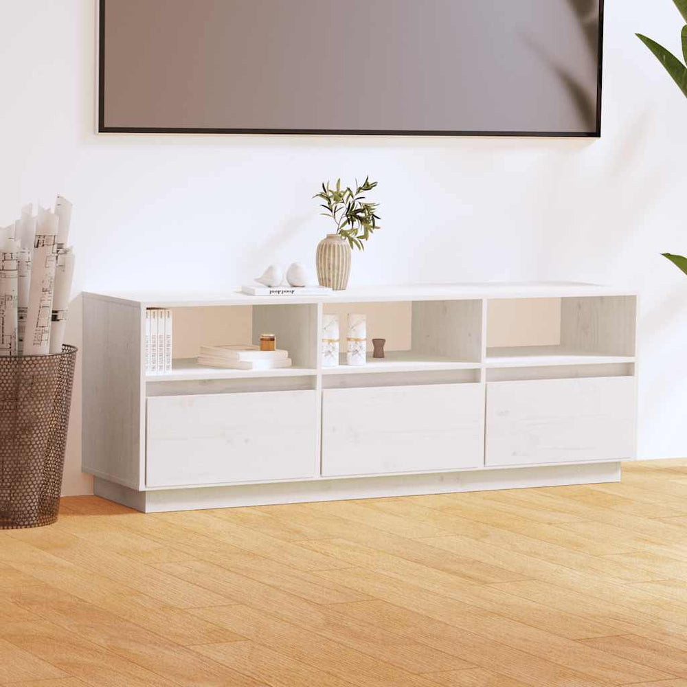 vidaXL TV Cabinet White 140x37x50 cm Solid Pine Wood