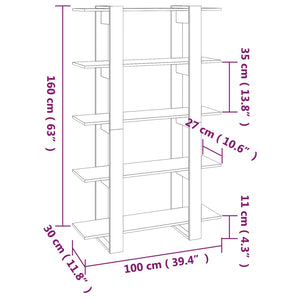 Weißes Bücherregal Raumteiler 100x30x160 cm