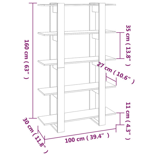Schwarzes Bücherregal/Raumteiler 100x30x160 cm