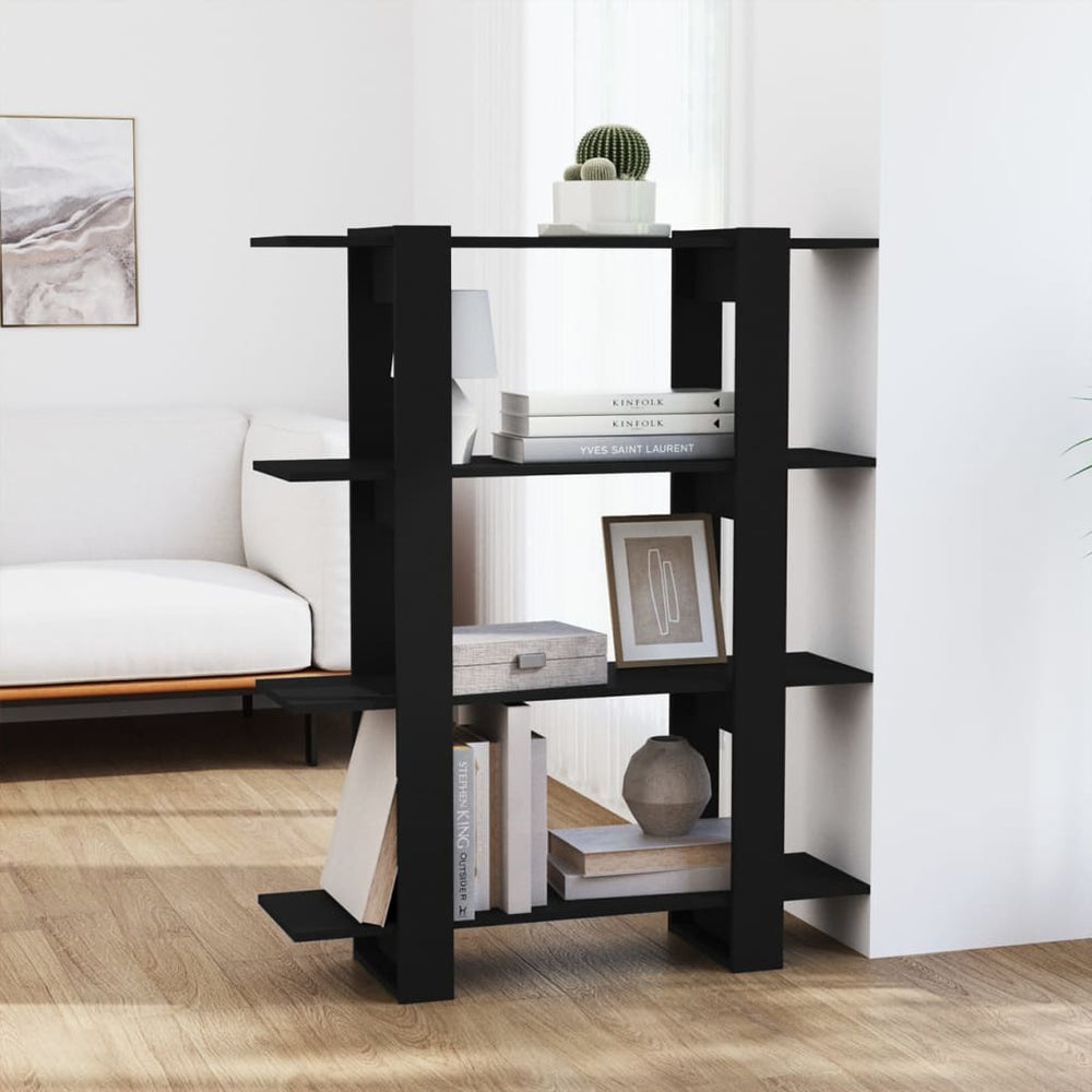 Schwarzes Bücherregal / Raumteiler 100x30x123,5 cm