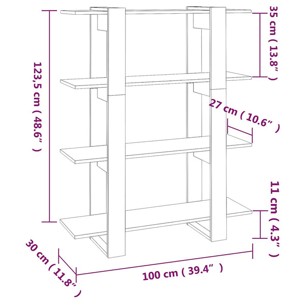 Sonoma Eiche Bücherregal Raumteiler 100x123,5 cm
