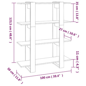 Betongraues Bücherregal / Raumteiler 100x30x123,5 cm