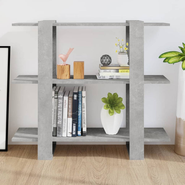 Betongraues Bücherregal / Raumteiler, 100 cm