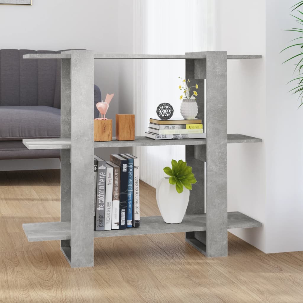 Betongraues Bücherregal / Raumteiler, 100 cm